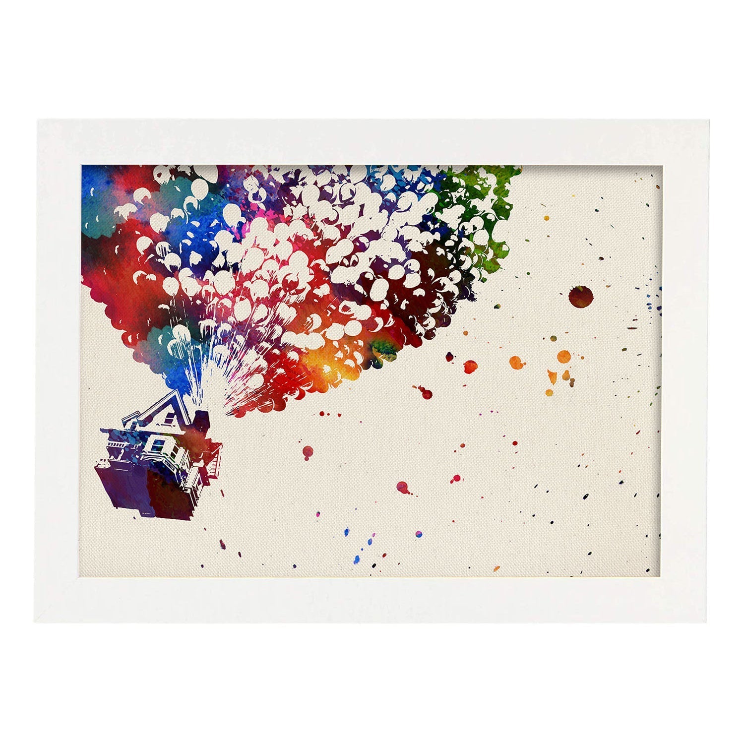 Poster de Up con diseño acuarela. Mix de láminas con estilo acuarela-Artwork-Nacnic-A4-Marco Blanco-Nacnic Estudio SL