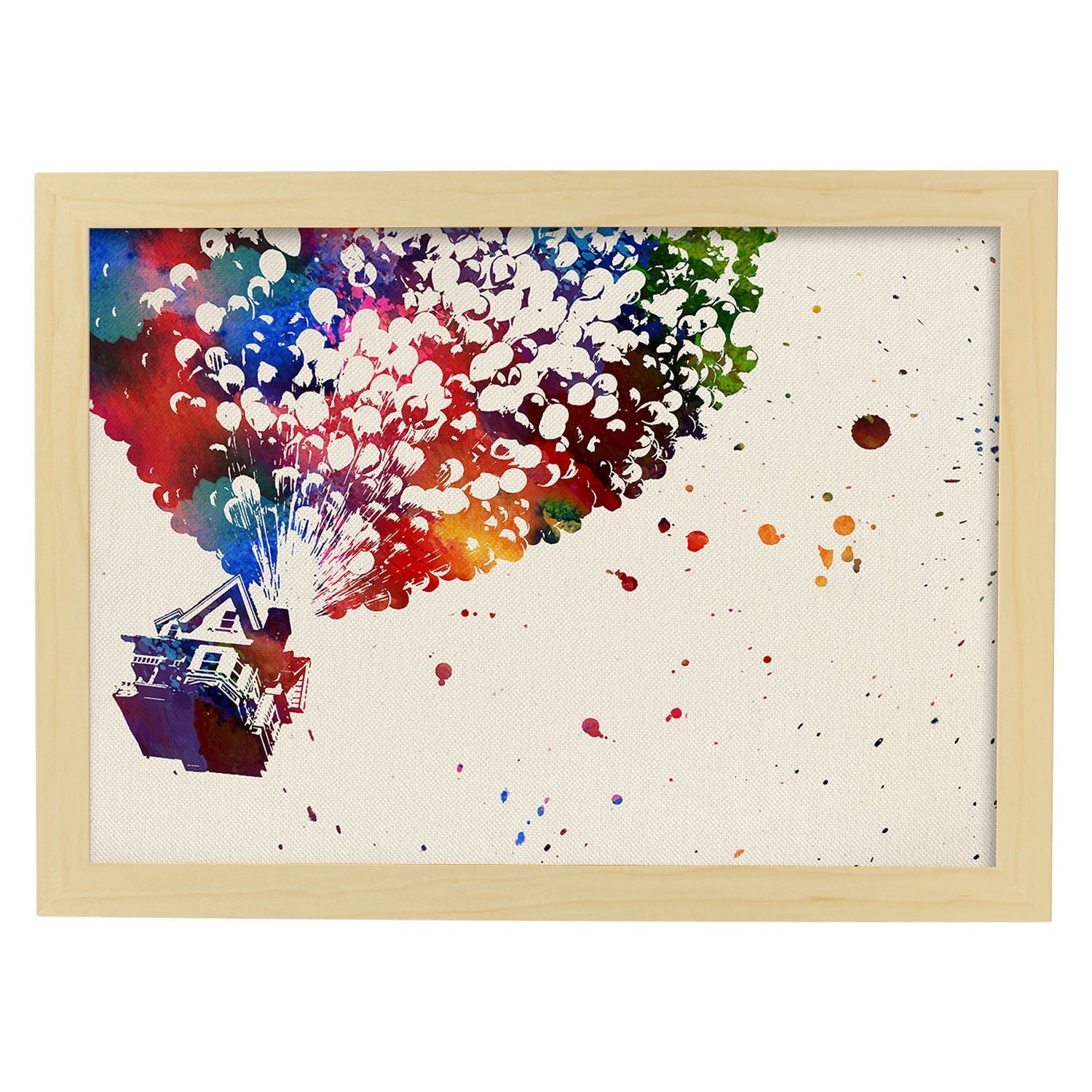 Poster de Up con diseño acuarela. Mix de láminas con estilo acuarela-Artwork-Nacnic-A4-Marco Madera clara-Nacnic Estudio SL