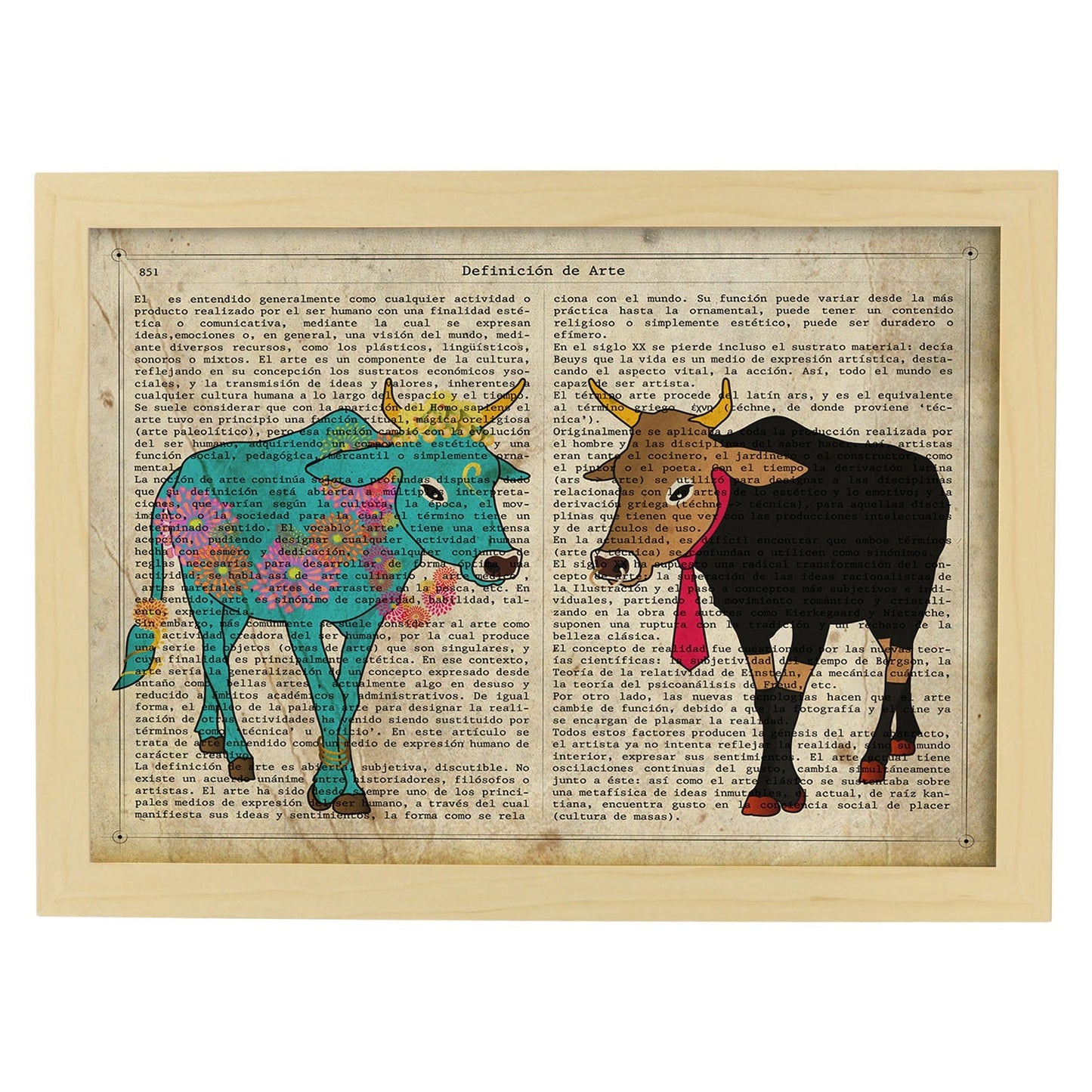 Poster de Vacas sagradas indias. Láminas de animales con definiciones. Regalo para los amantes de los animales.-Artwork-Nacnic-A4-Marco Madera clara-Nacnic Estudio SL