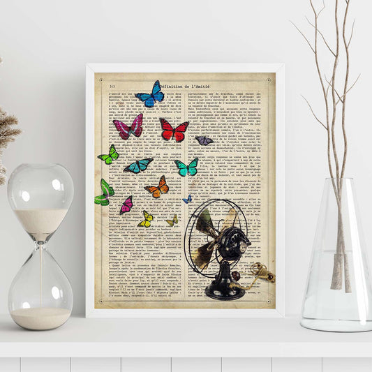 Poster de Ventilador con mariposas. Láminas de mariposas. Decoración de mariposas y polillas.-Artwork-Nacnic-Nacnic Estudio SL