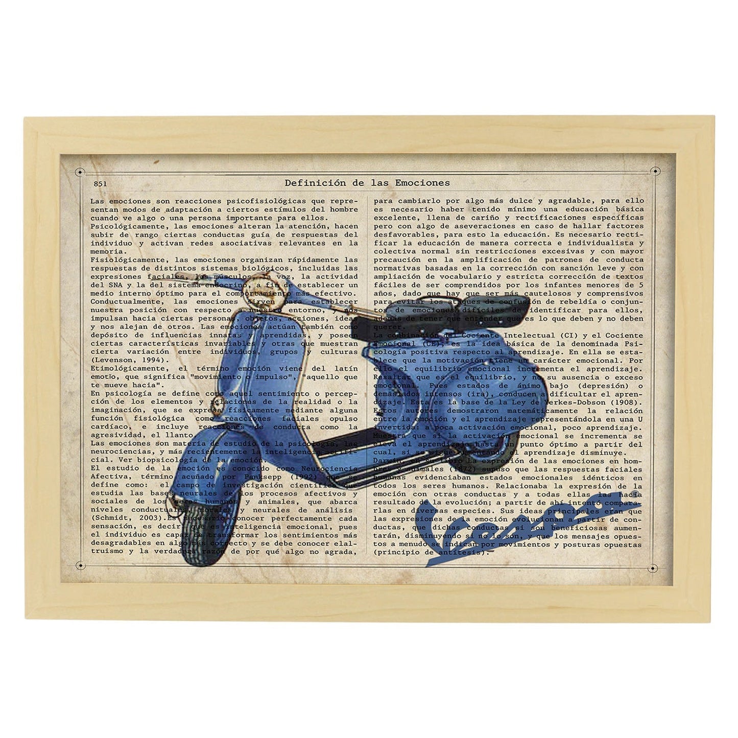 Poster de Vespa. Láminas de vehículos con definiciones. Ilustraciones vintage de coches, motos, aviones,
-Artwork-Nacnic-A4-Marco Madera clara-Nacnic Estudio SL