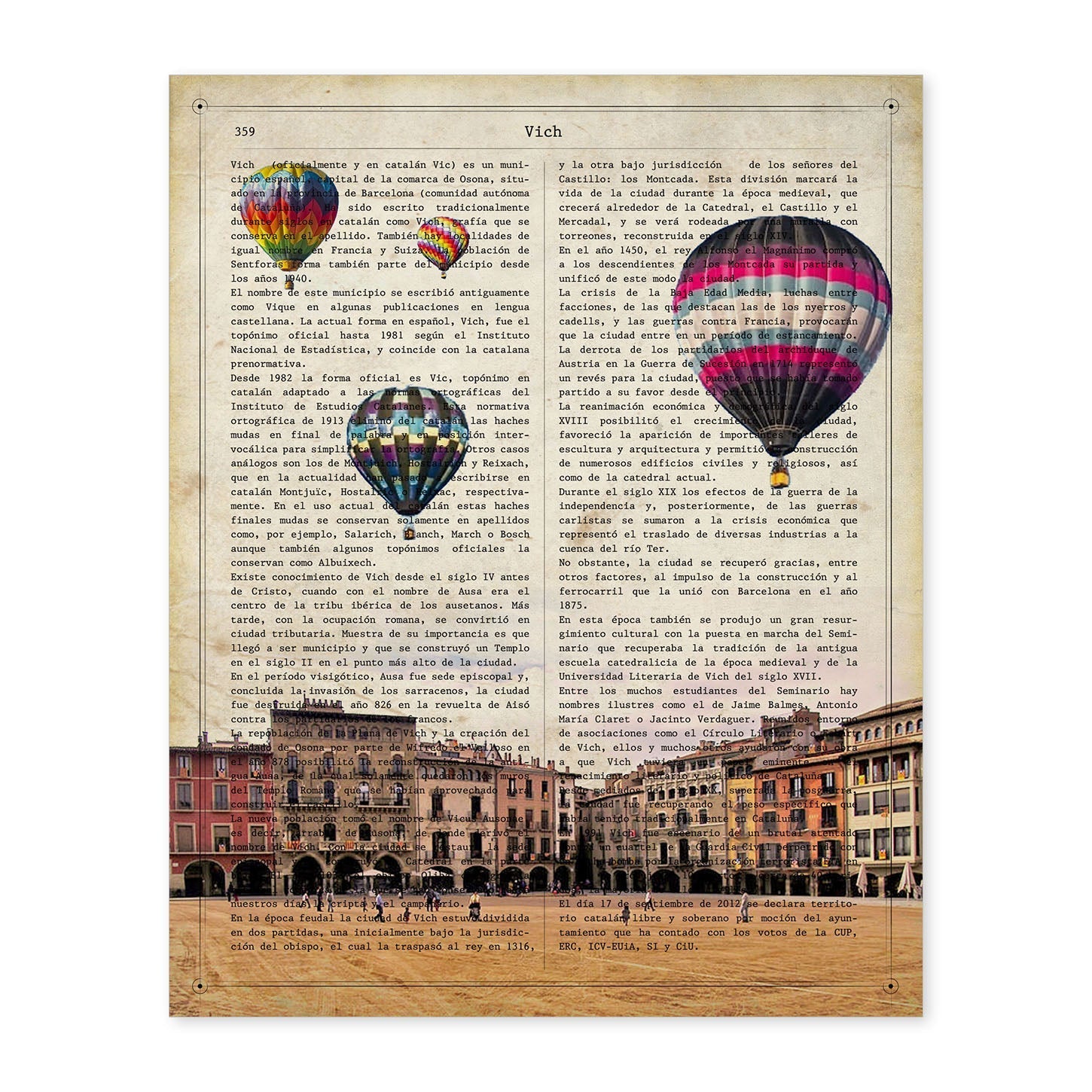 Poster de Vic. Láminas de ciudades españolas con definiciones. Decoración de interiores para españoles.-Artwork-Nacnic-A4-Sin marco-Nacnic Estudio SL