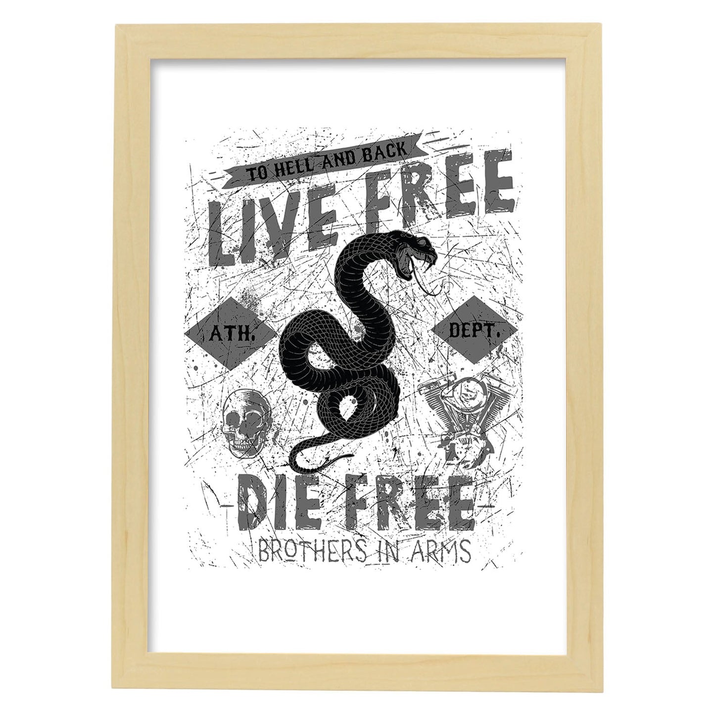 Poster de Vive libre. Lámina decorativa de diseño.-Artwork-Nacnic-A3-Marco Madera clara-Nacnic Estudio SL