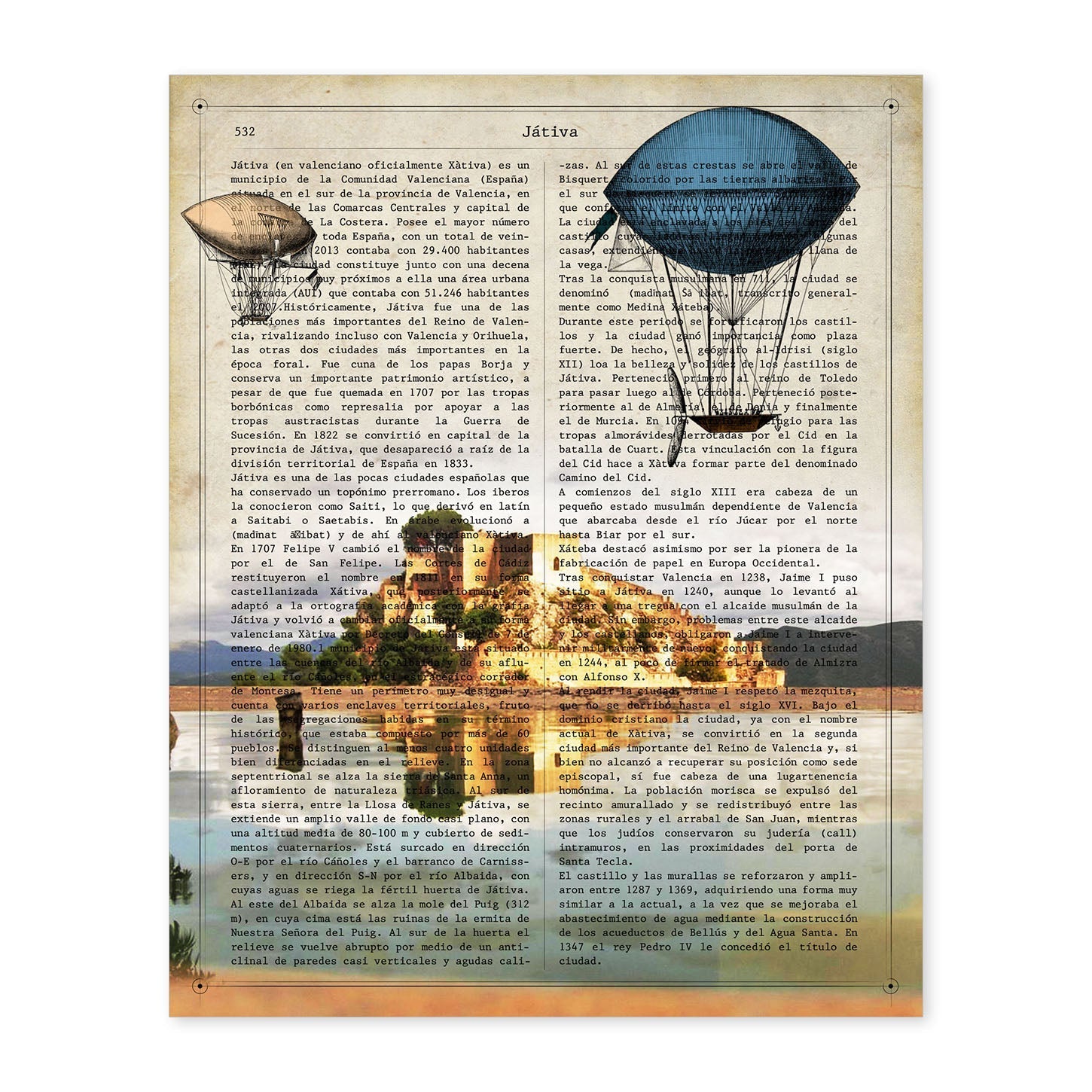 Poster de Xativa. Láminas de ciudades españolas con definiciones. Decoración de interiores para españoles.-Artwork-Nacnic-A4-Sin marco-Nacnic Estudio SL