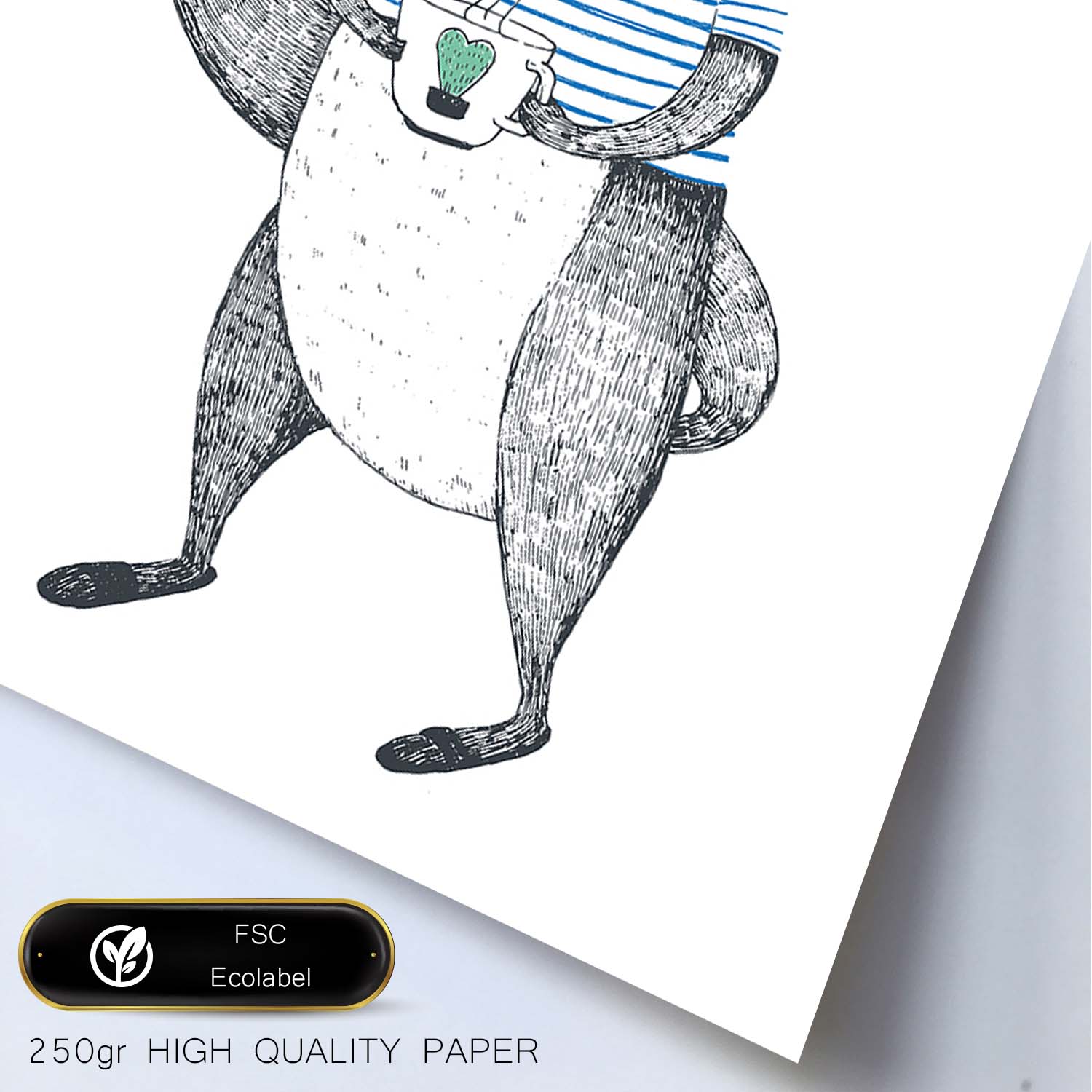 Poster de Zorro con taza de te. Lámina de animales coloridos.-Artwork-Nacnic-Nacnic Estudio SL