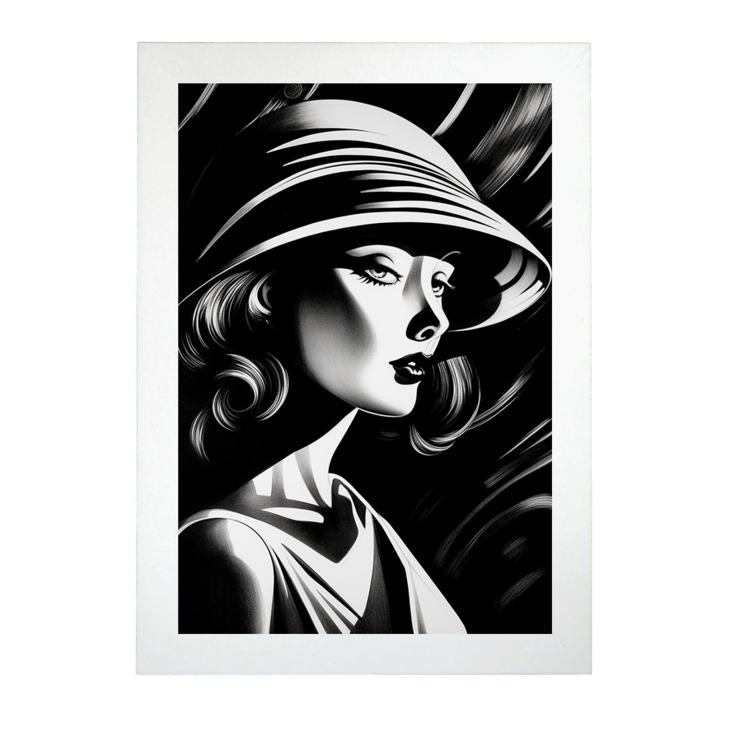 Lámina Pop Surrealista Moderna en Blanco y Negro