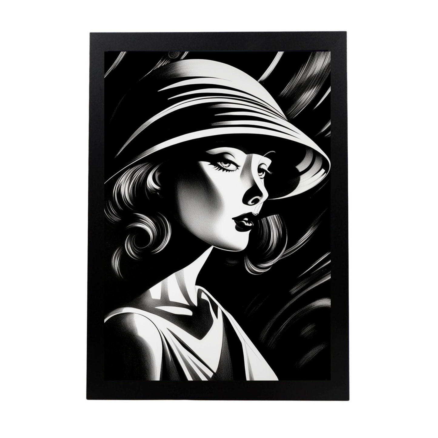 Lámina Pop Surrealista Moderna en Blanco y Negro