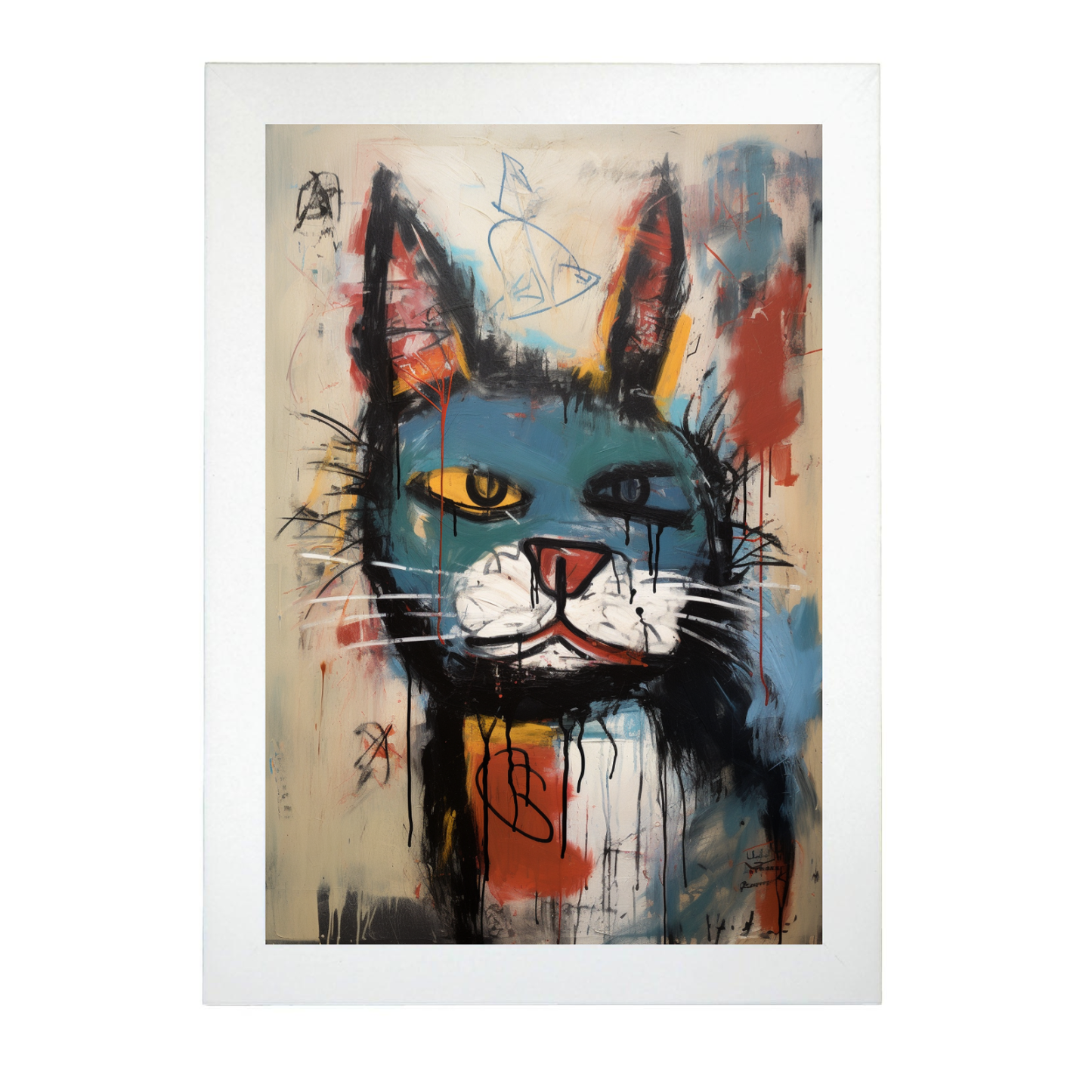 Póster Estilo Gato Feliz Basquiat