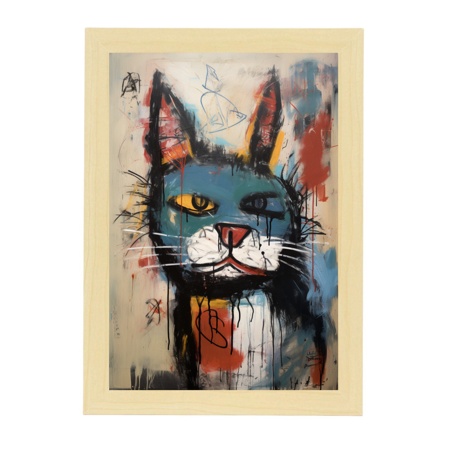 Póster Estilo Gato Feliz Basquiat