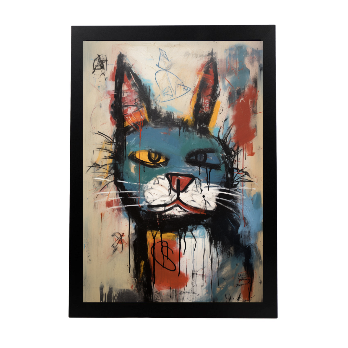 Póster Estilo Gato Feliz Basquiat