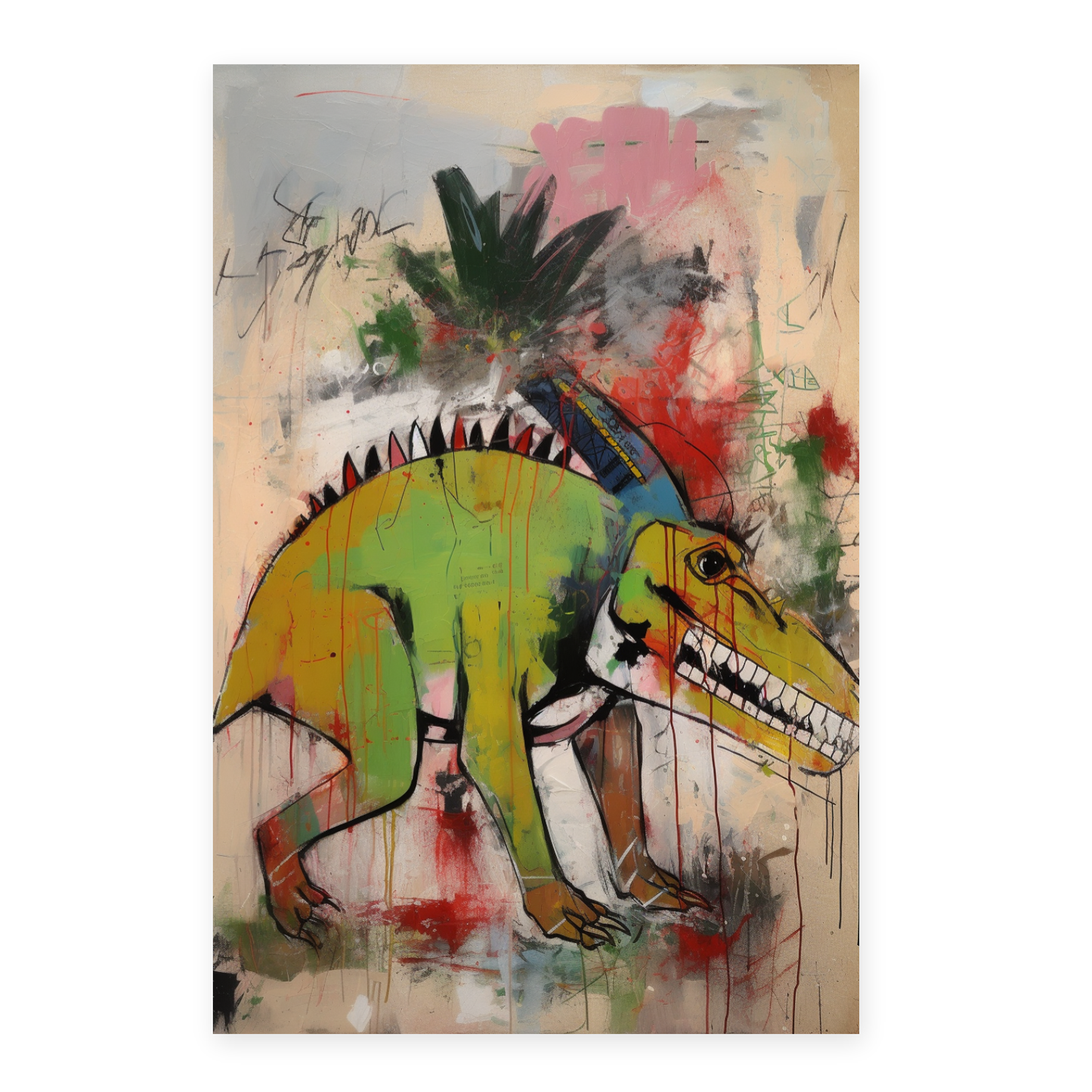 Póster Estilo Dinosaurio de Basquiat