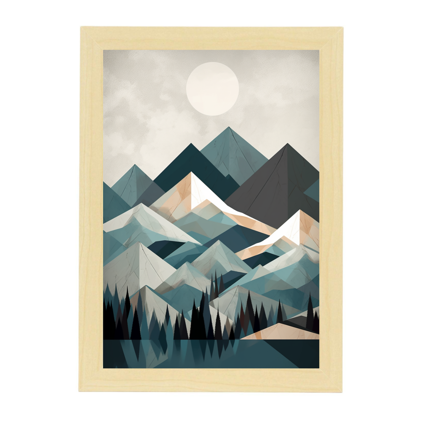 Póster Geométrico Minimalista de Montañas Nevadas