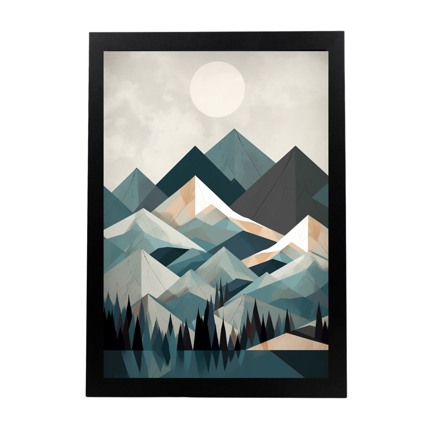 Póster Geométrico Minimalista de Montañas Nevadas