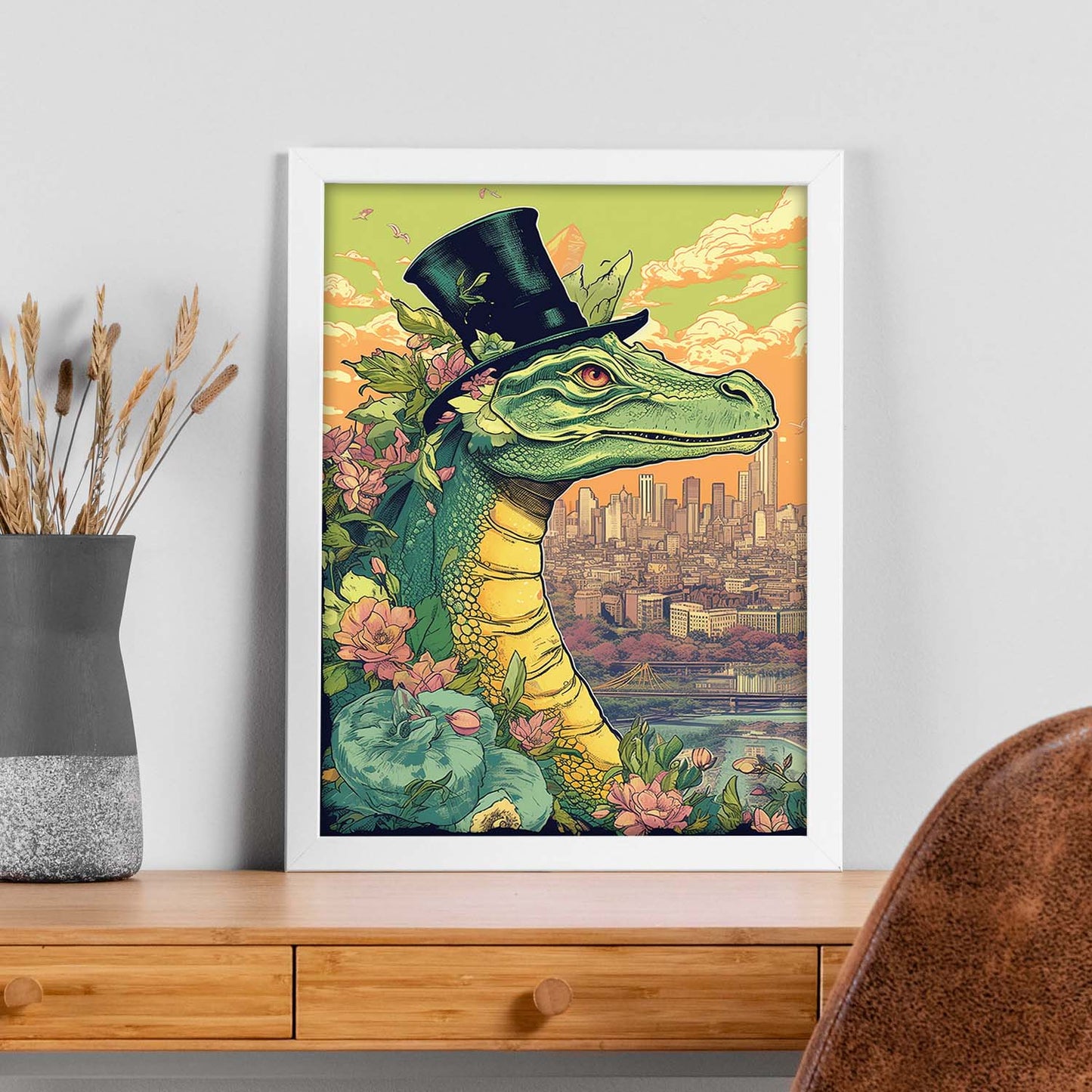 Póster de Arte Pop Surrealista Adorable Verde