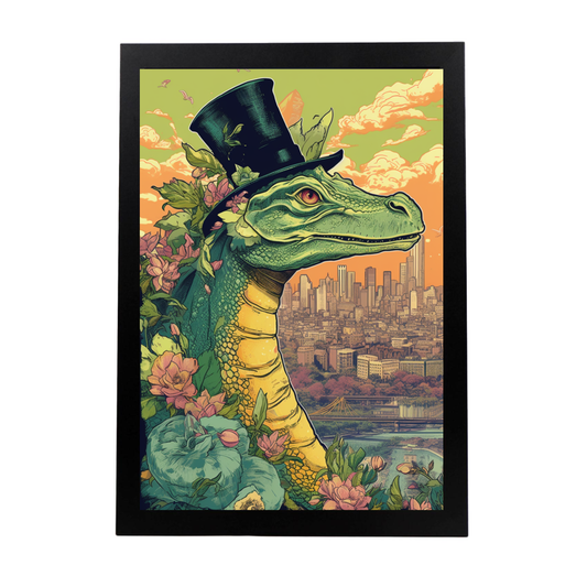 Póster de Arte Pop Surrealista Adorable Verde