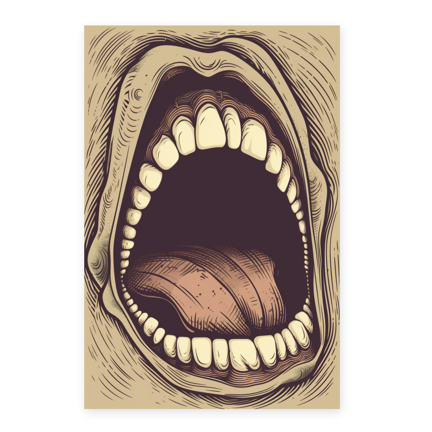Póster Estilo Vector de Boca Gritando