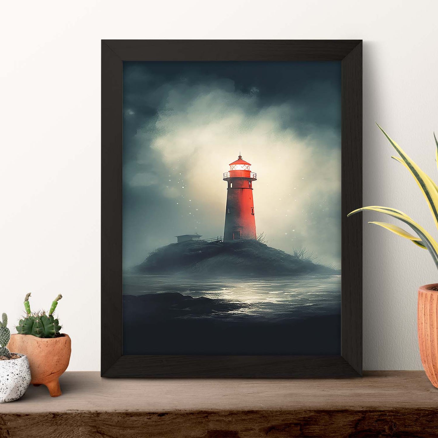 Póster Faro con Sirena en Nebulosa Cósmica