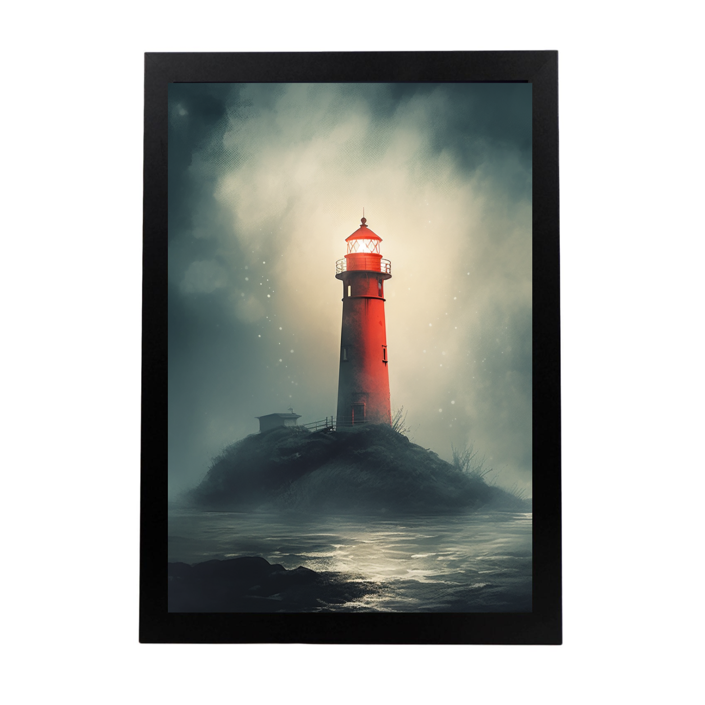 Póster Faro con Sirena en Nebulosa Cósmica