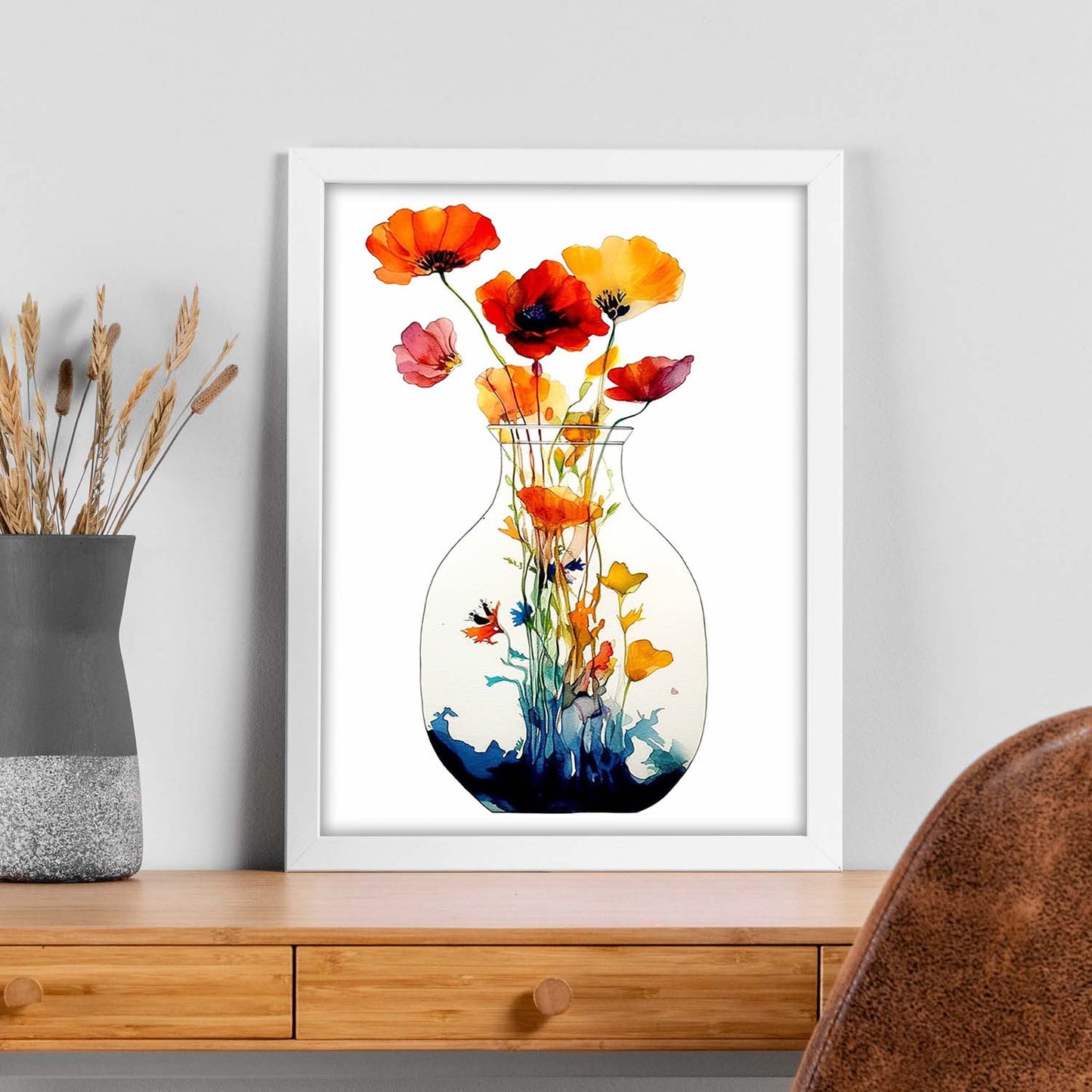 Lámina Minimalista de Flores Silvestres Acuarela