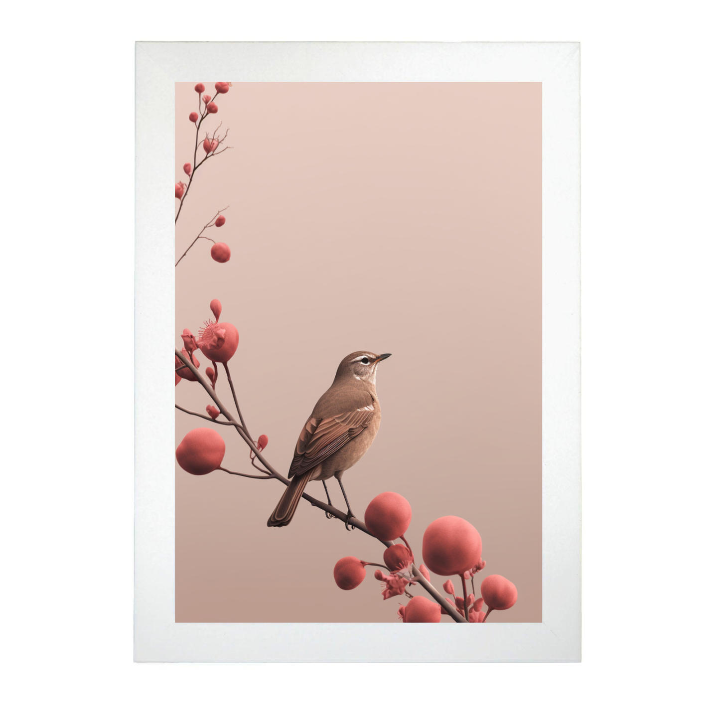 Póster Minimalista de Flores y Pájaro Moderno de Teléfono