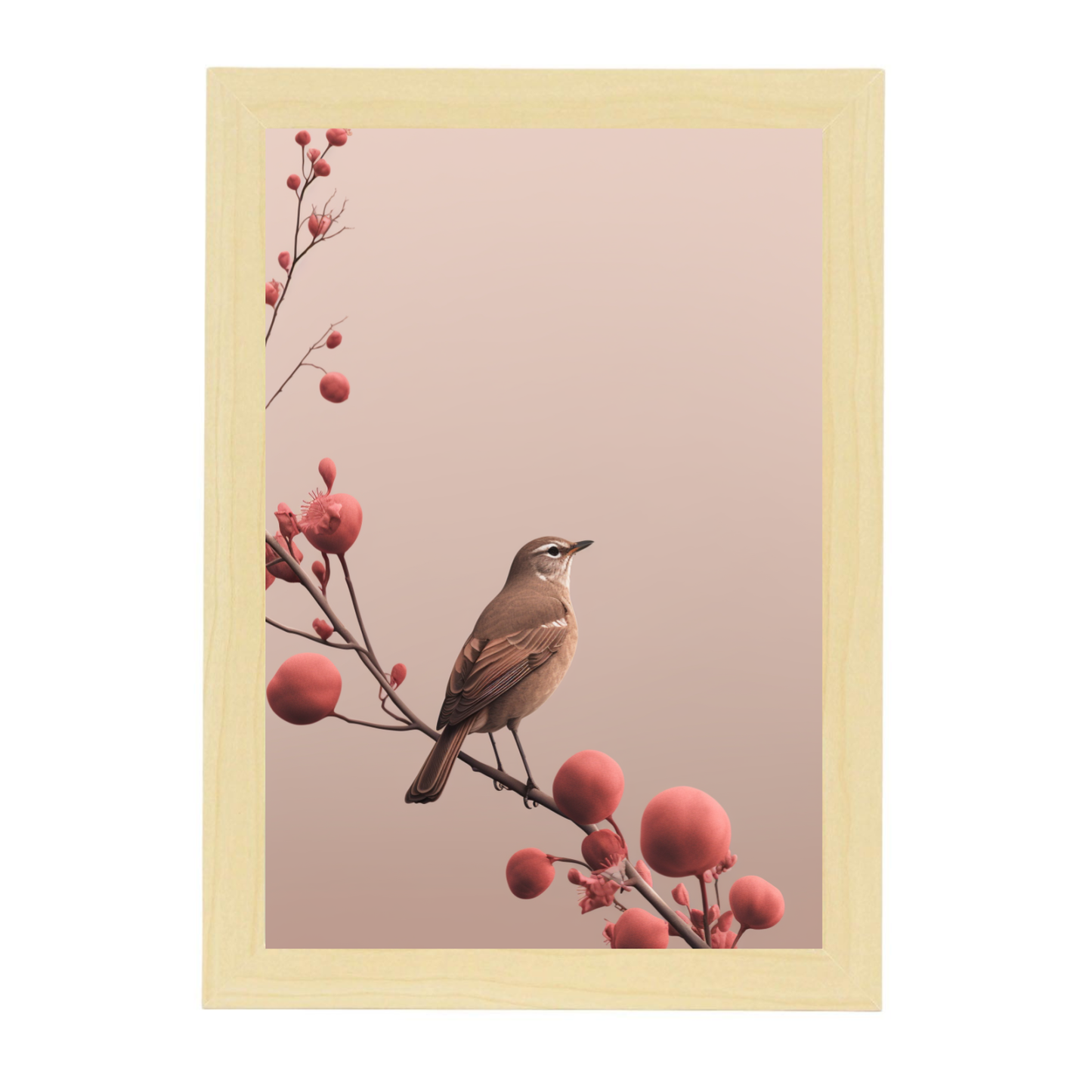 Póster Minimalista de Flores y Pájaro Moderno de Teléfono