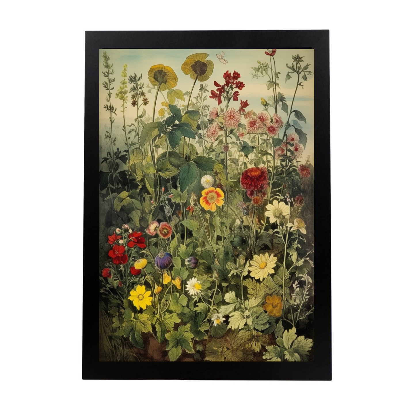 Lámina Cromolitografía Victoriana de Flores y Plantas del Prado
