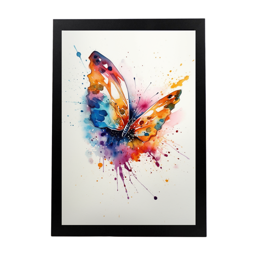 Póster Acuarela 3D Brillante y Estrella en Fondo Blanco