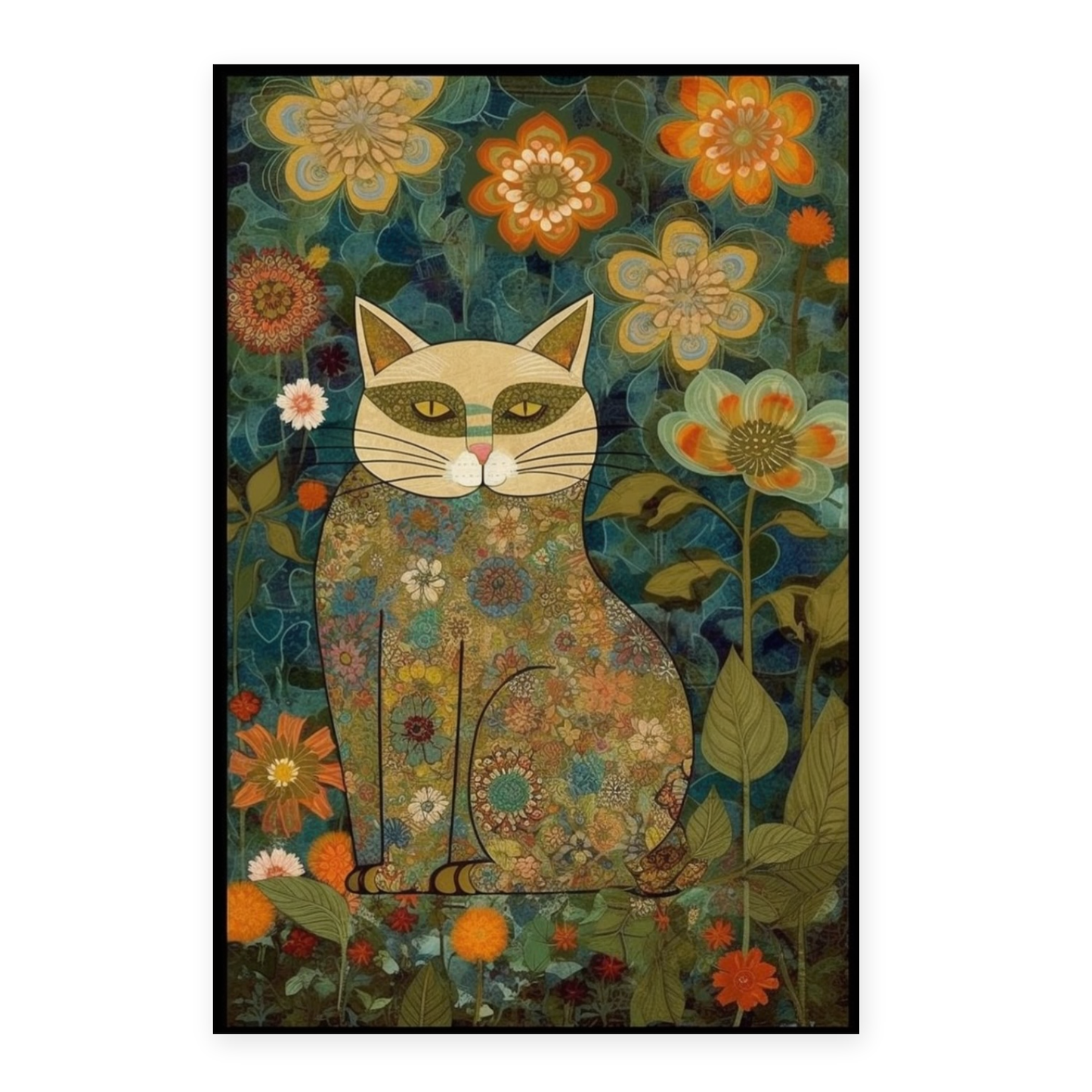 Póster Gatito en Jardín estilo Ryo Takemasa y Wu