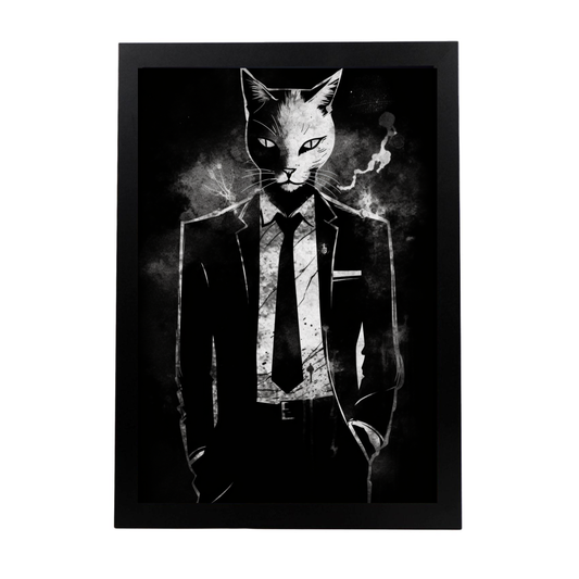 Poster gato impreso en blanco y negro