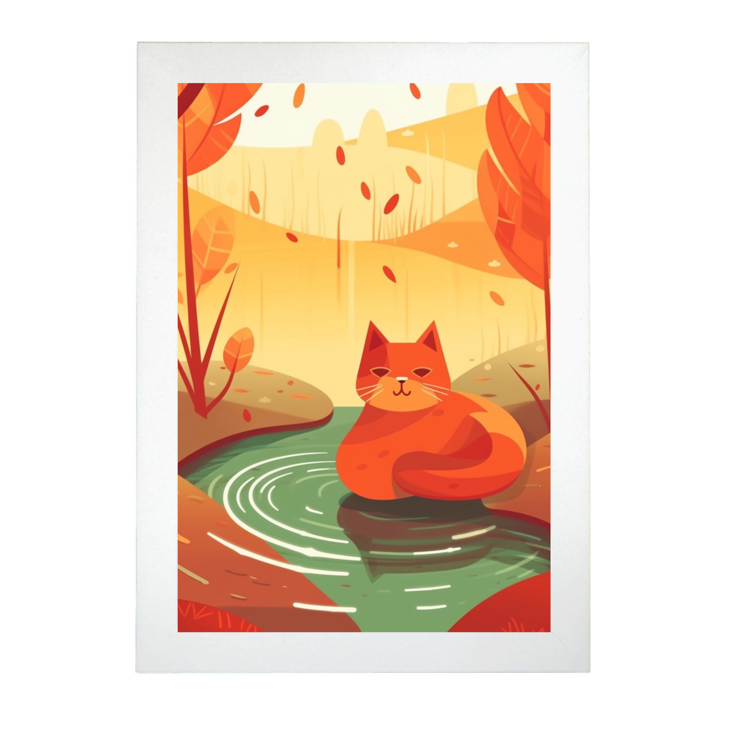 Póster Gato Lindo en Jardín Estilo Ryo Takemasa