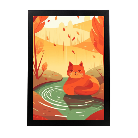 Póster Gato Lindo en Jardín Estilo Ryo Takemasa