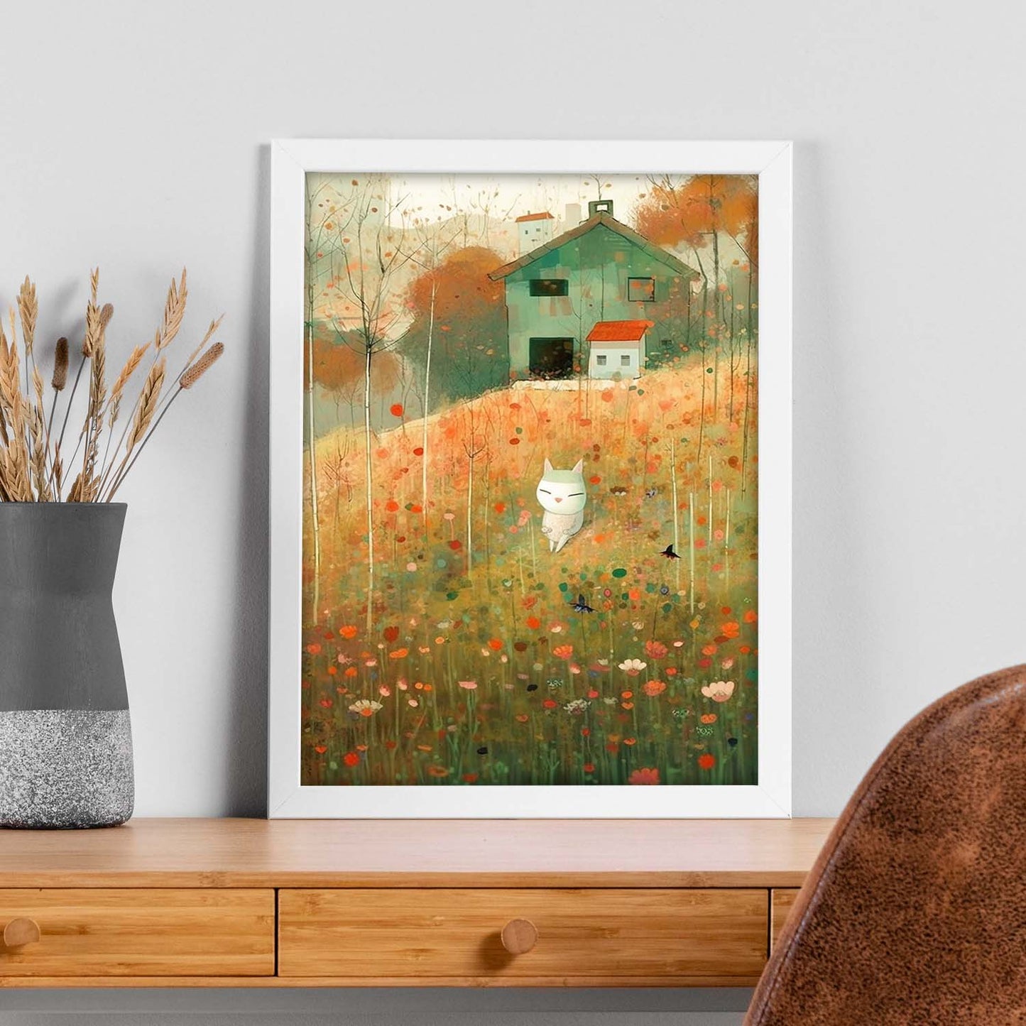 Póster de Gato Lindo estilo Jardín Ryo Takemasa y Wu