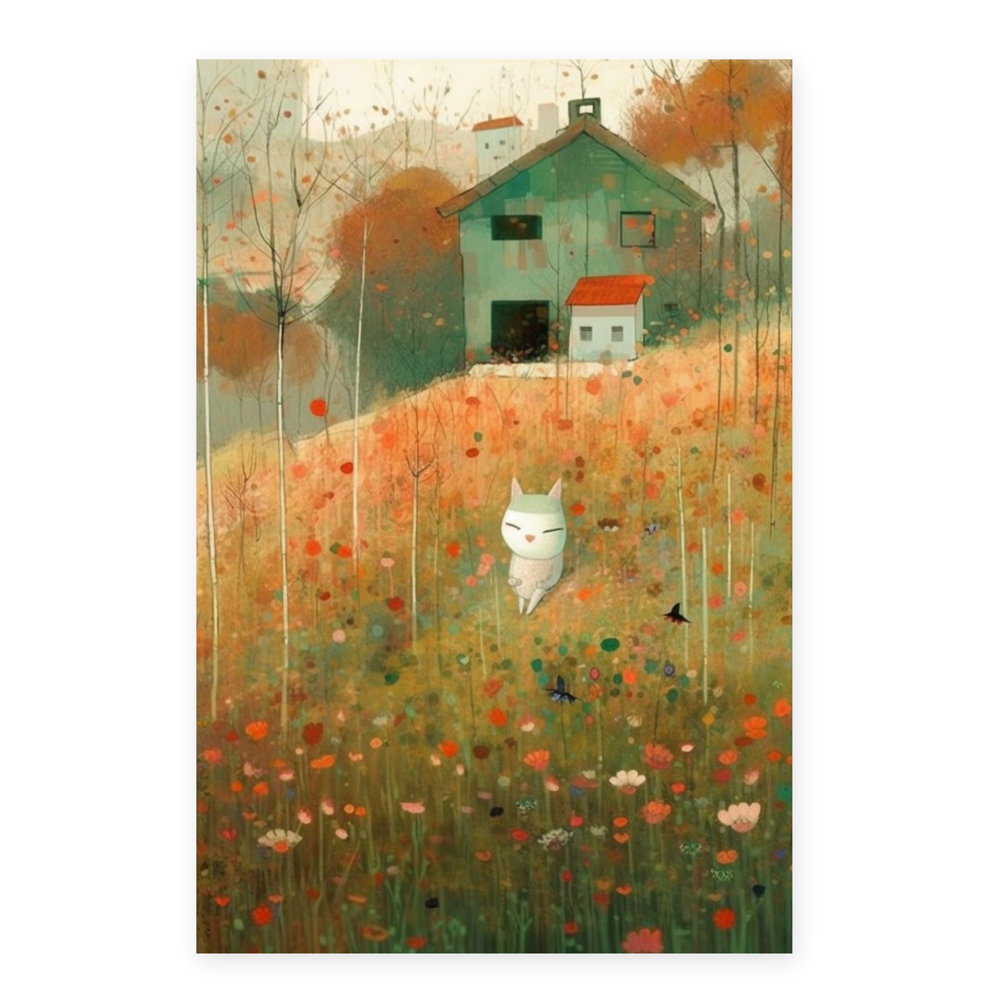 Póster de Gato Lindo estilo Jardín Ryo Takemasa y Wu