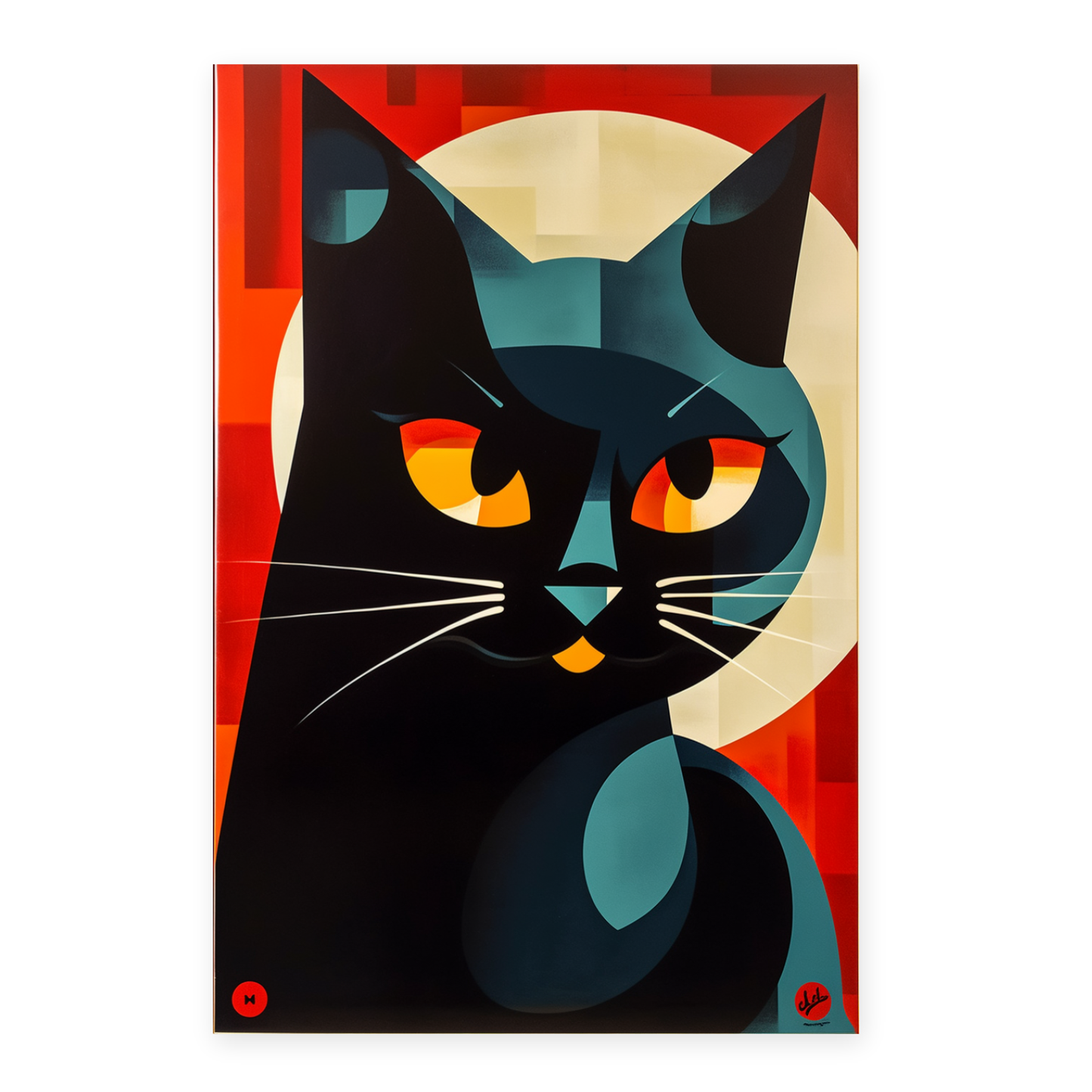 Póster Gato Negro en Estilo Airbrush