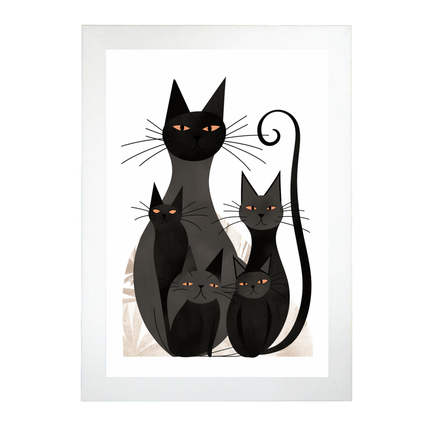 Lámina Boho de Gatos Negros Minimalistas