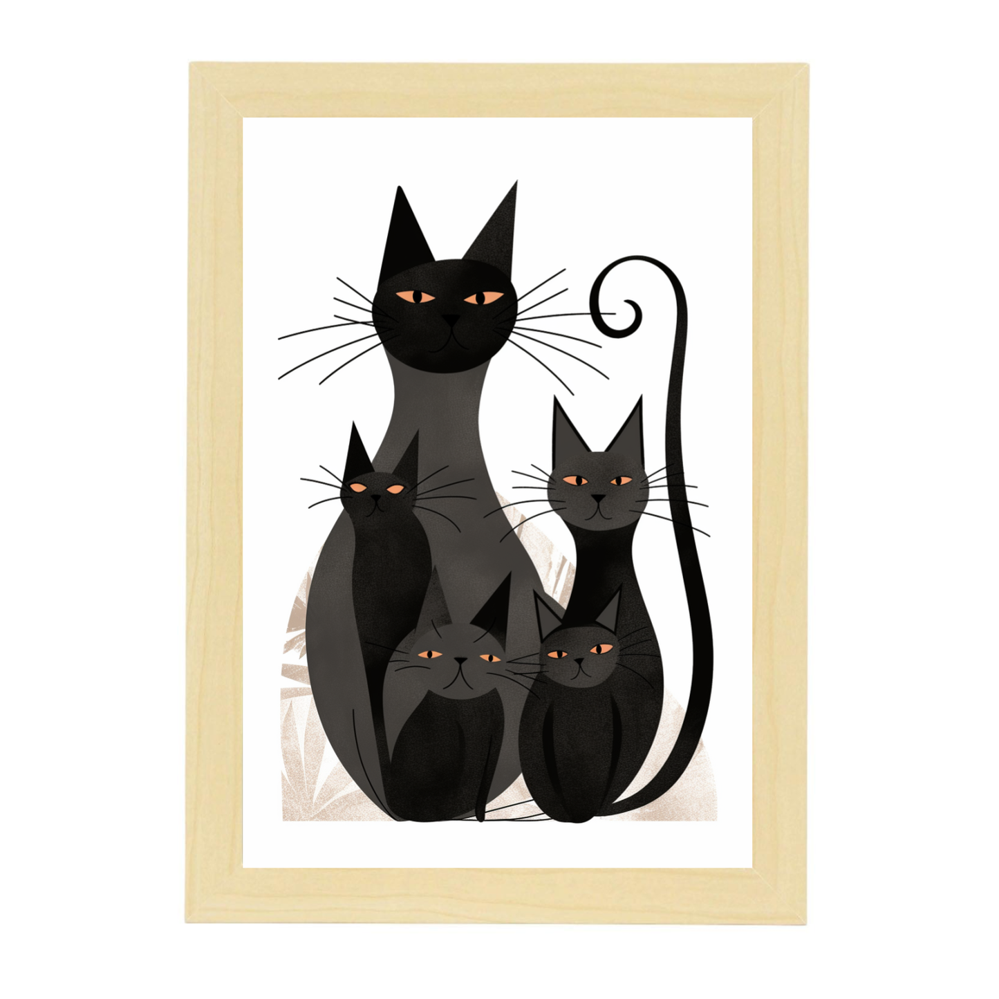Lámina Boho de Gatos Negros Minimalistas