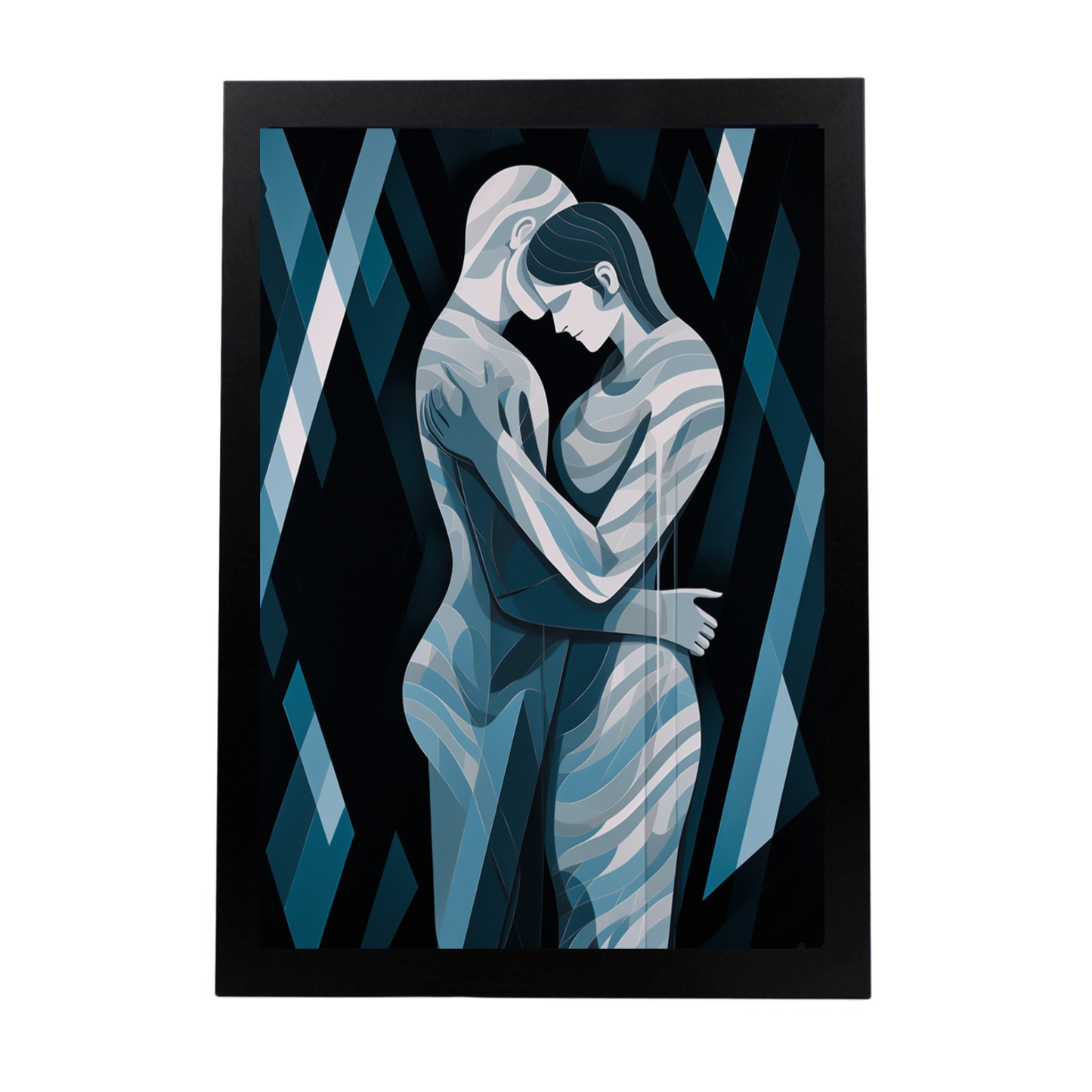 Póster Geométrico de Pareja Abrazándose