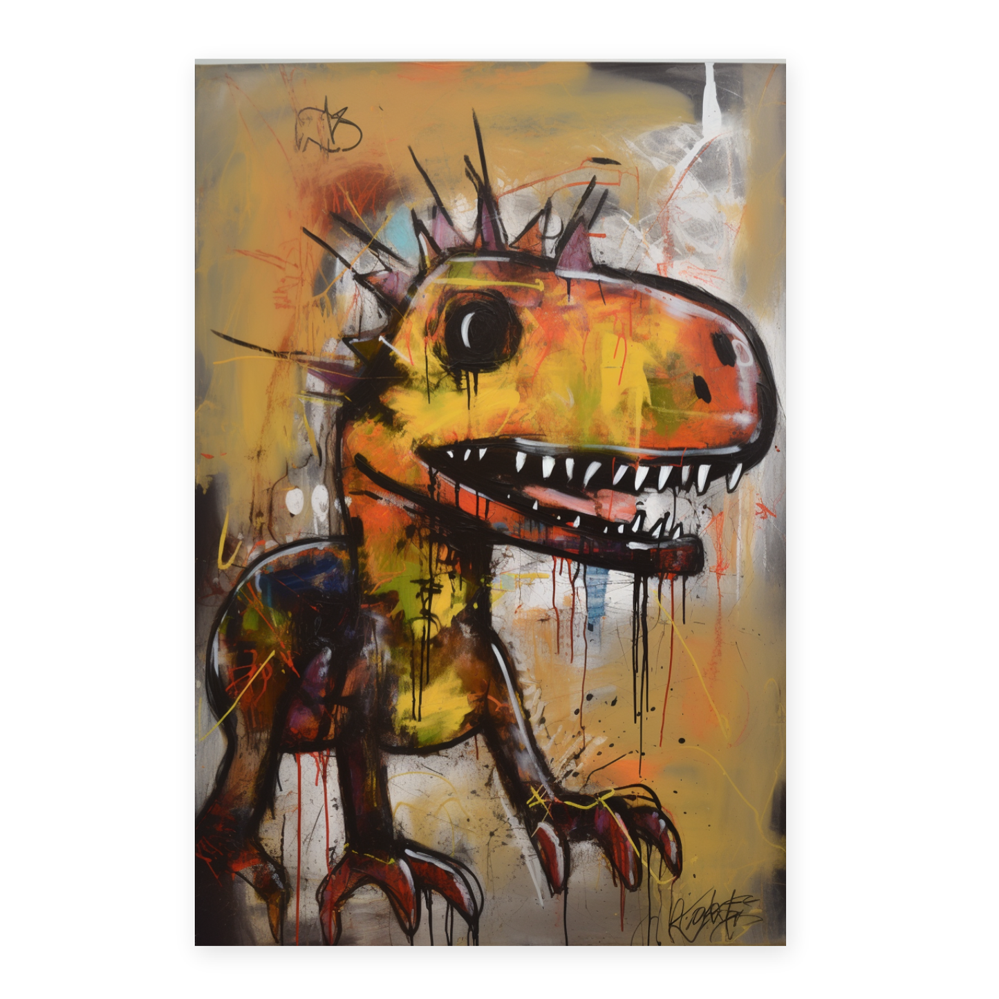 Póster Happy DINOSAUR estilo Basquiat