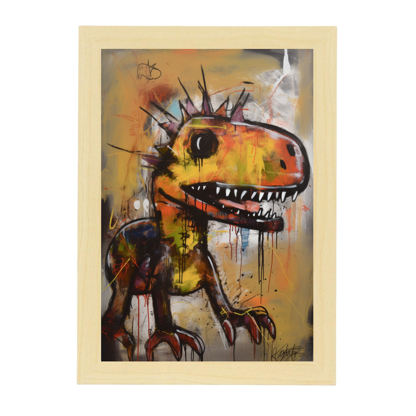 Póster Happy DINOSAUR estilo Basquiat
