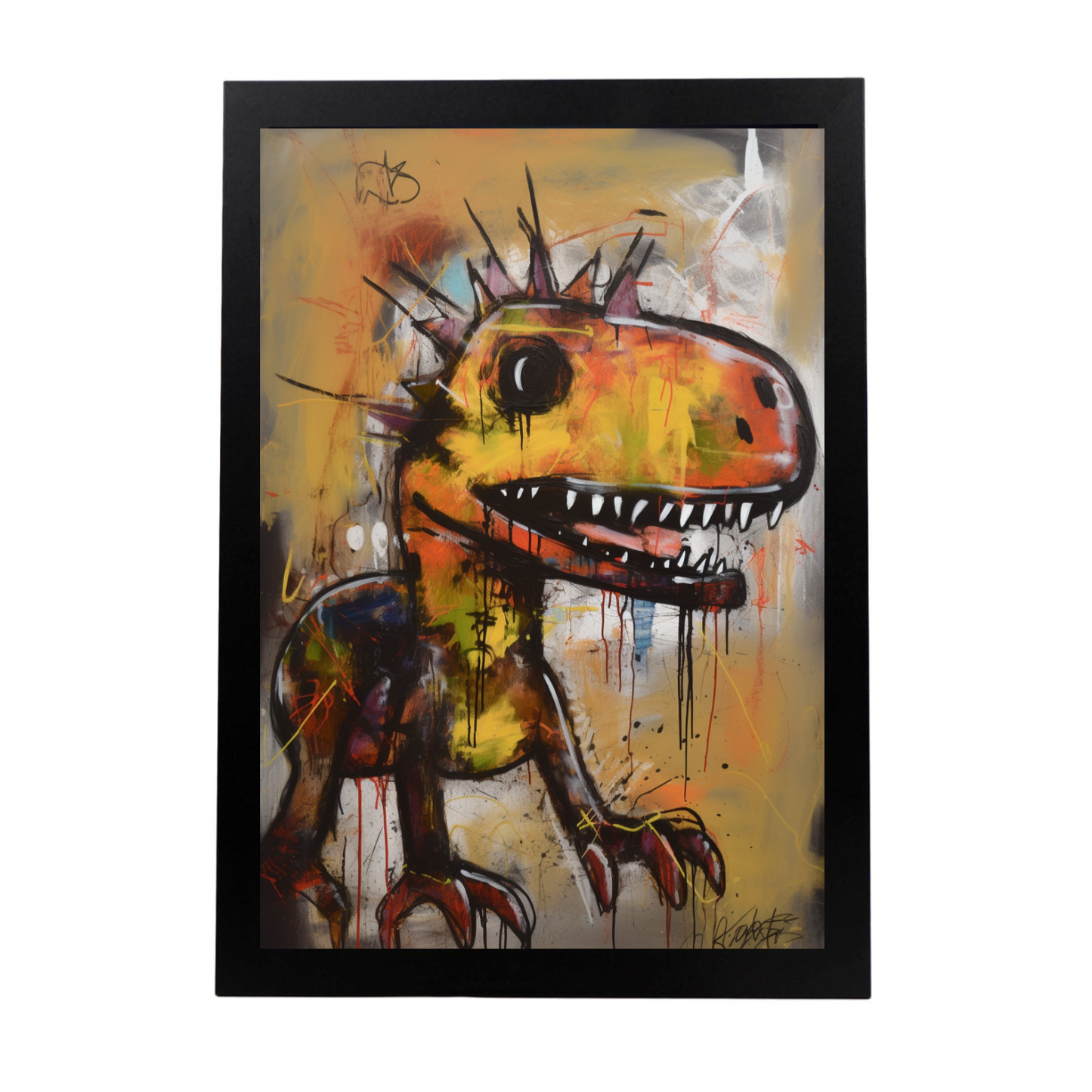 Póster Happy DINOSAUR estilo Basquiat