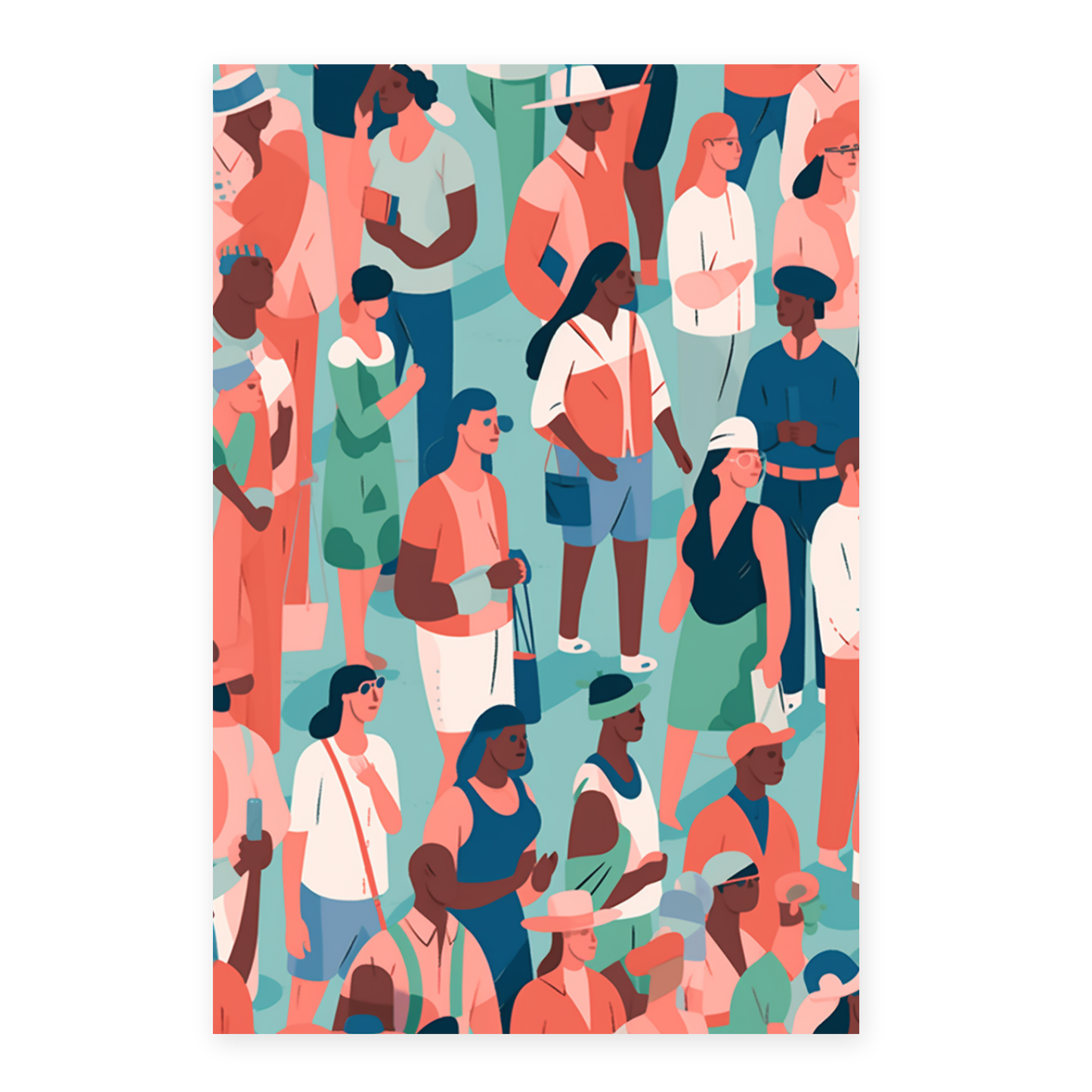 Poster de Ilustración Digital de Personas Coloridas