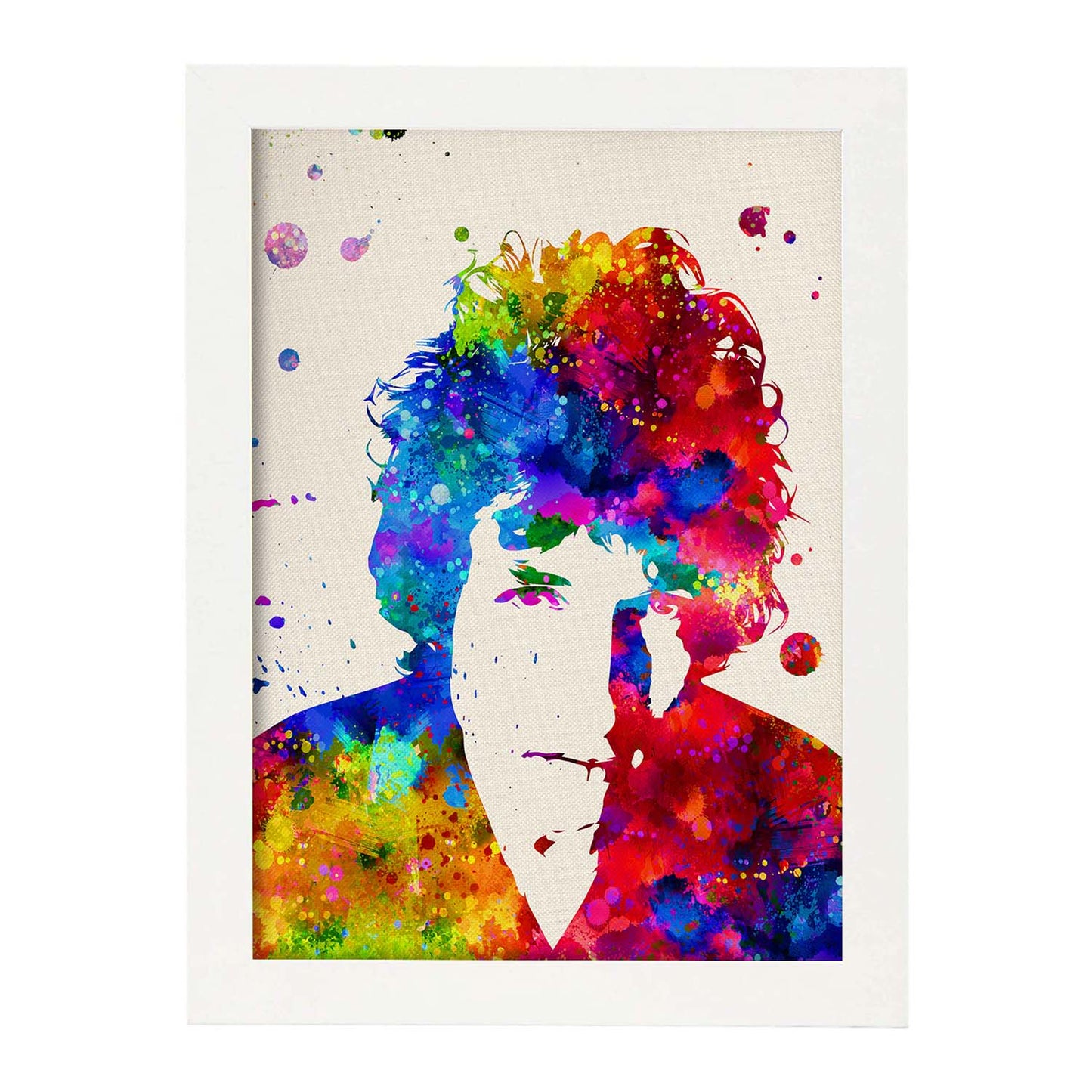 Poster imagen de Bob dylan. Posters con diseño acuarela de famosos, actores, músicos-Artwork-Nacnic-A4-Marco Blanco-Nacnic Estudio SL