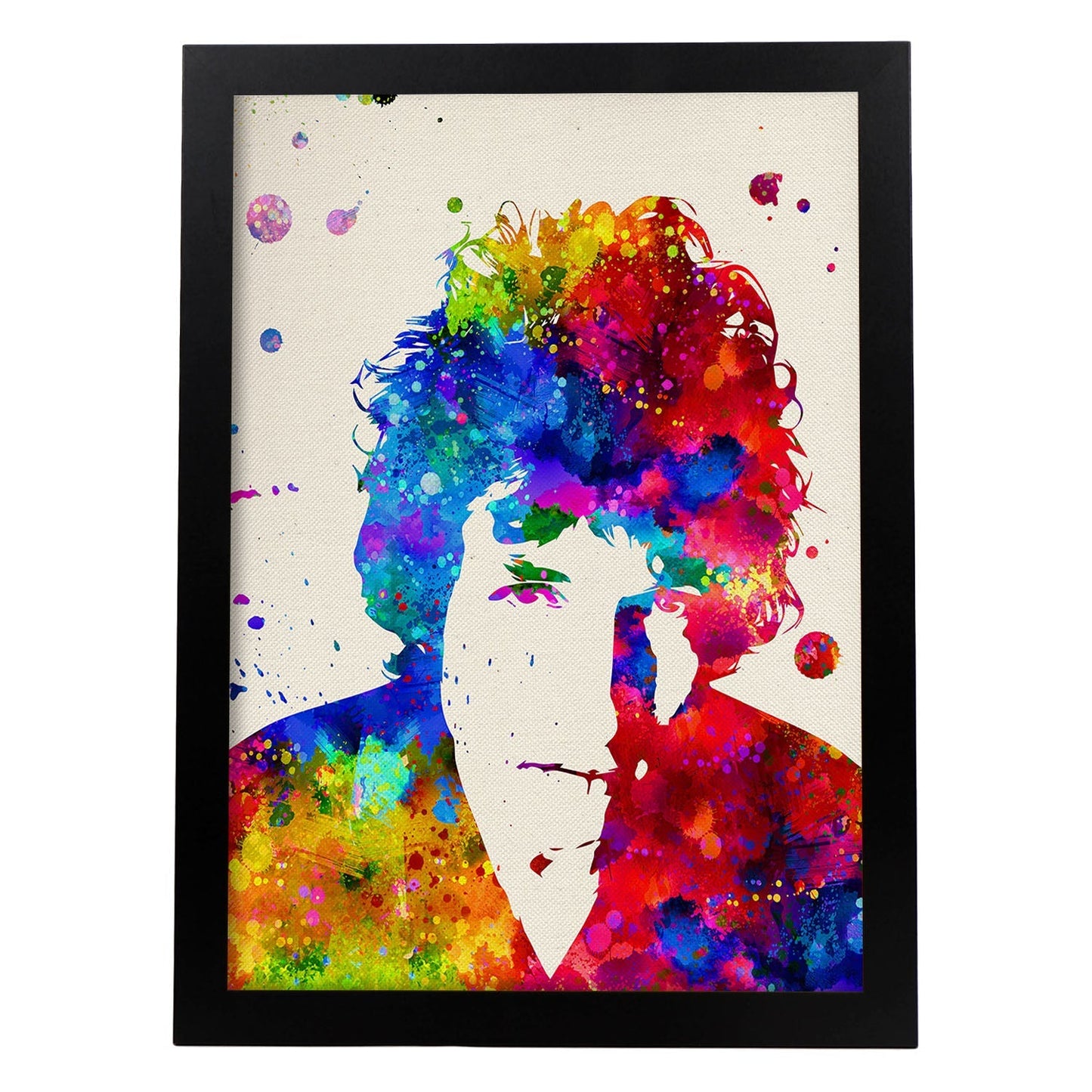 Poster imagen de Bob dylan. Posters con diseño acuarela de famosos, actores, músicos-Artwork-Nacnic-A4-Marco Negro-Nacnic Estudio SL