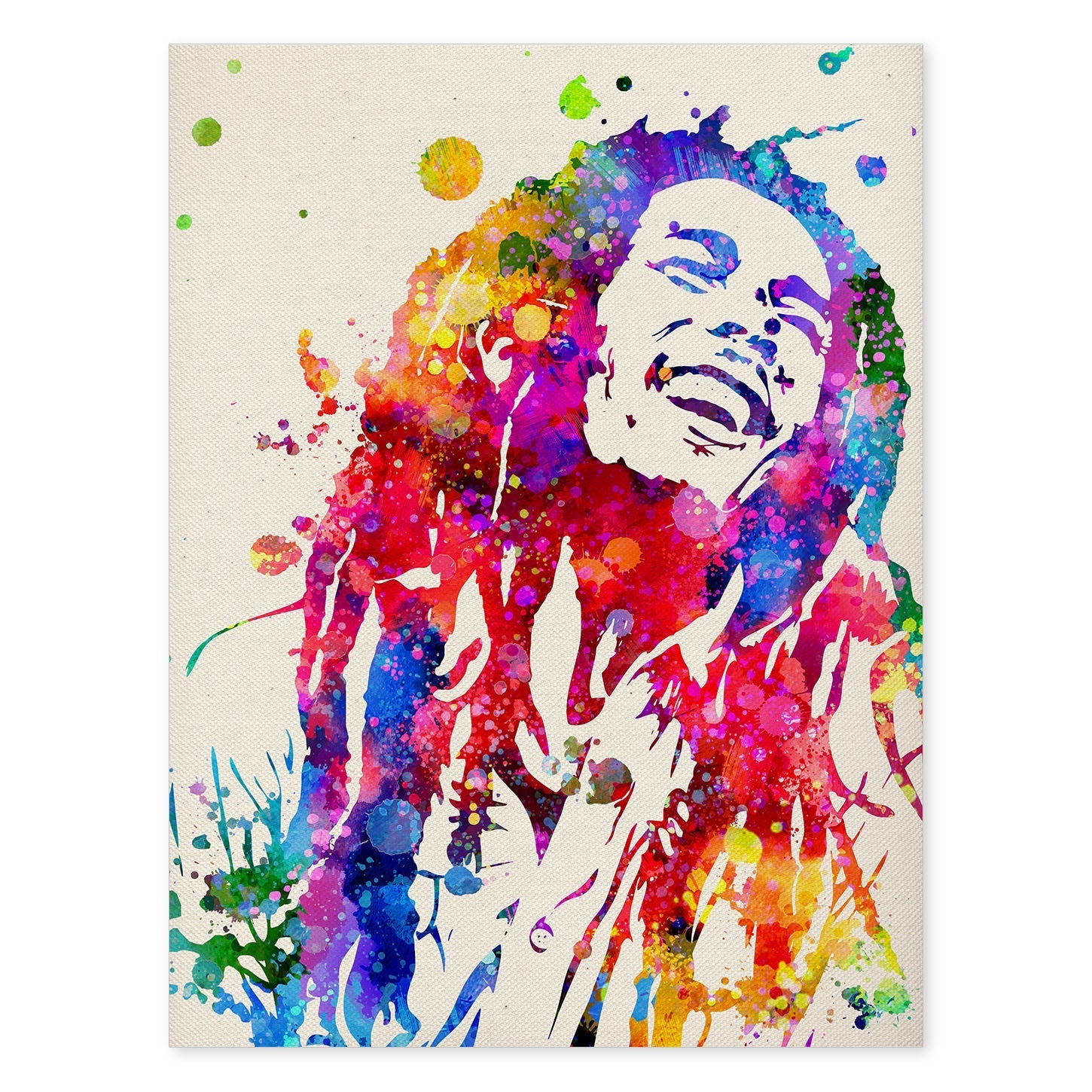 Poster imagen de Bob marley. Posters con diseño acuarela de famosos, actores, músicos-Artwork-Nacnic-A4-Sin marco-Nacnic Estudio SL