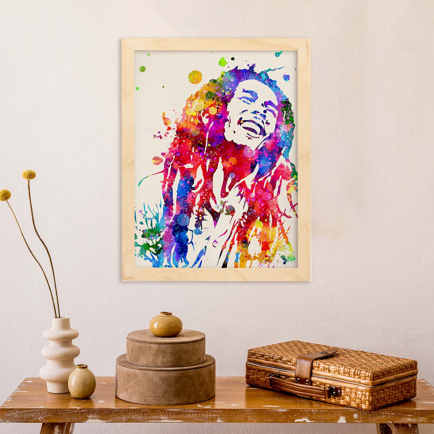 Poster imagen de Bob marley. Posters con diseño acuarela de famosos, actores, músicos-Artwork-Nacnic-Nacnic Estudio SL