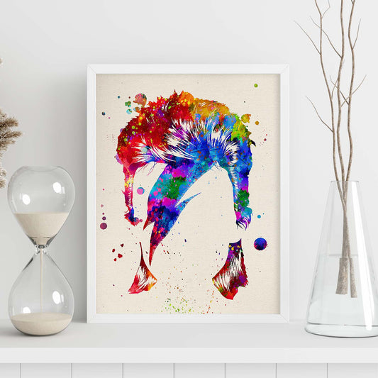 Poster imagen de David Bowie cara. Posters con diseño acuarela de famosos, actores, músicos-Artwork-Nacnic-Nacnic Estudio SL