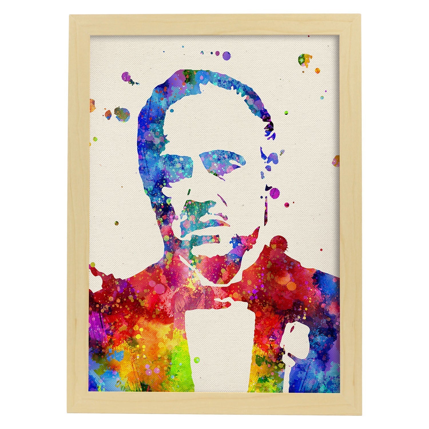 Poster imagen de El padrino. Posters con diseño acuarela de famosos, actores, músicos-Artwork-Nacnic-A4-Marco Madera clara-Nacnic Estudio SL