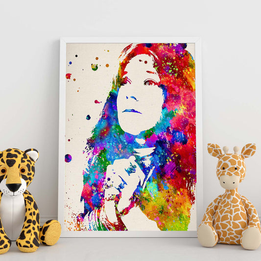 Poster imagen de Janis Joplin2. Posters con diseño acuarela de famosos, actores, músicos-Artwork-Nacnic-Nacnic Estudio SL