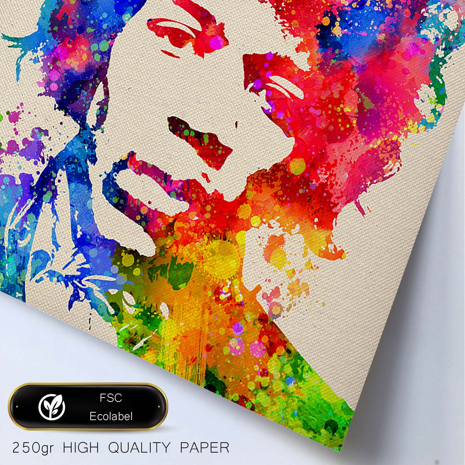 Poster imagen de Jimi hendrix. Posters con diseño acuarela de famosos, actores, músicos-Artwork-Nacnic-Nacnic Estudio SL