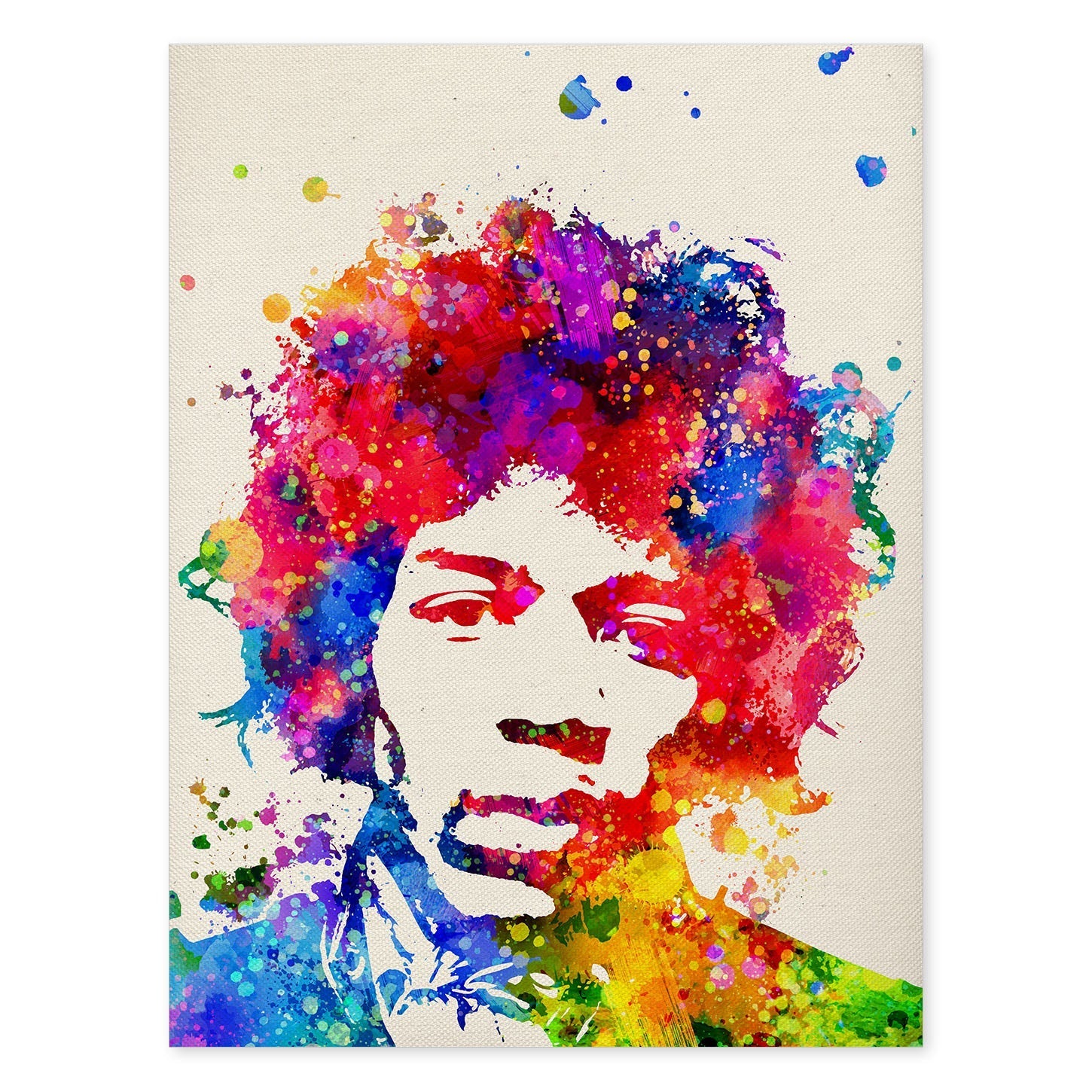 Poster imagen de Jimi hendrix. Posters con diseño acuarela de famosos, actores, músicos-Artwork-Nacnic-A4-Sin marco-Nacnic Estudio SL